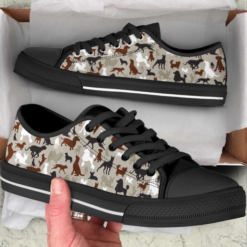 All Dog Lover Pattern SK Low Top Shoes Canvas Sneakers Casual Shoes, Designer Low Top Shoes, Low Top Sneakers