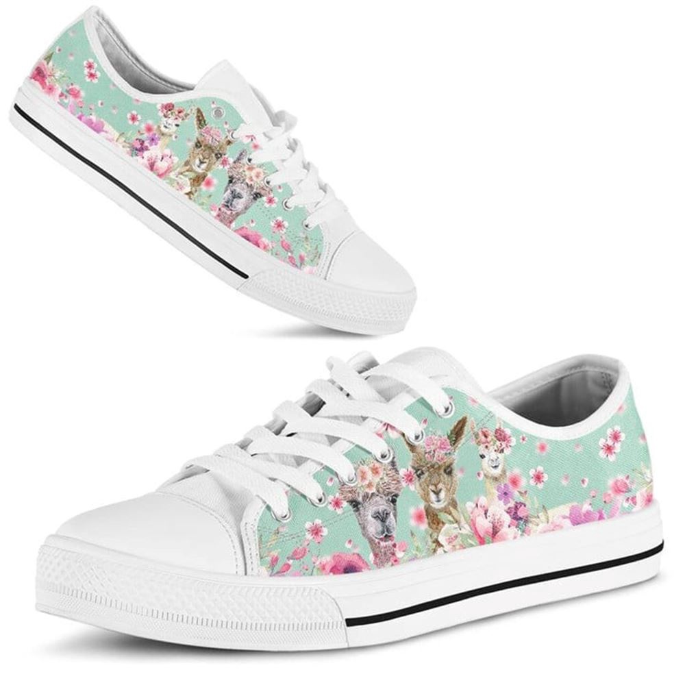 Alpaca Flower Watercolor Low Top Shoes, Low Tops, Low Top Sneakers Alpaca Flower Watercolor Low Top Shoes, Low Tops, Low Top Sneakers