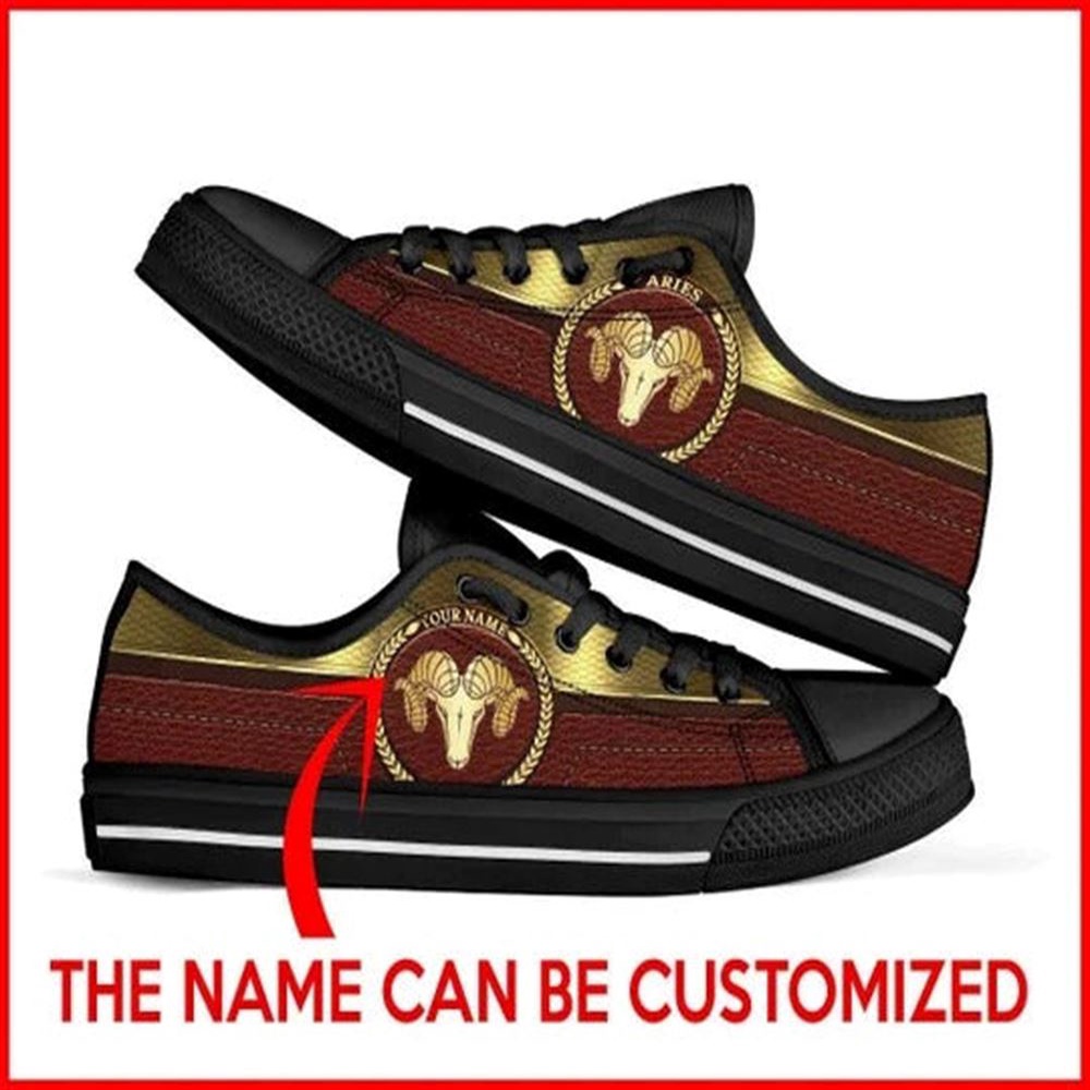 Aries Zodiac Sign Inscription Personalized Canvas Low Top Shoes, Low Top Designer Shoes, Low Top Sneakers
