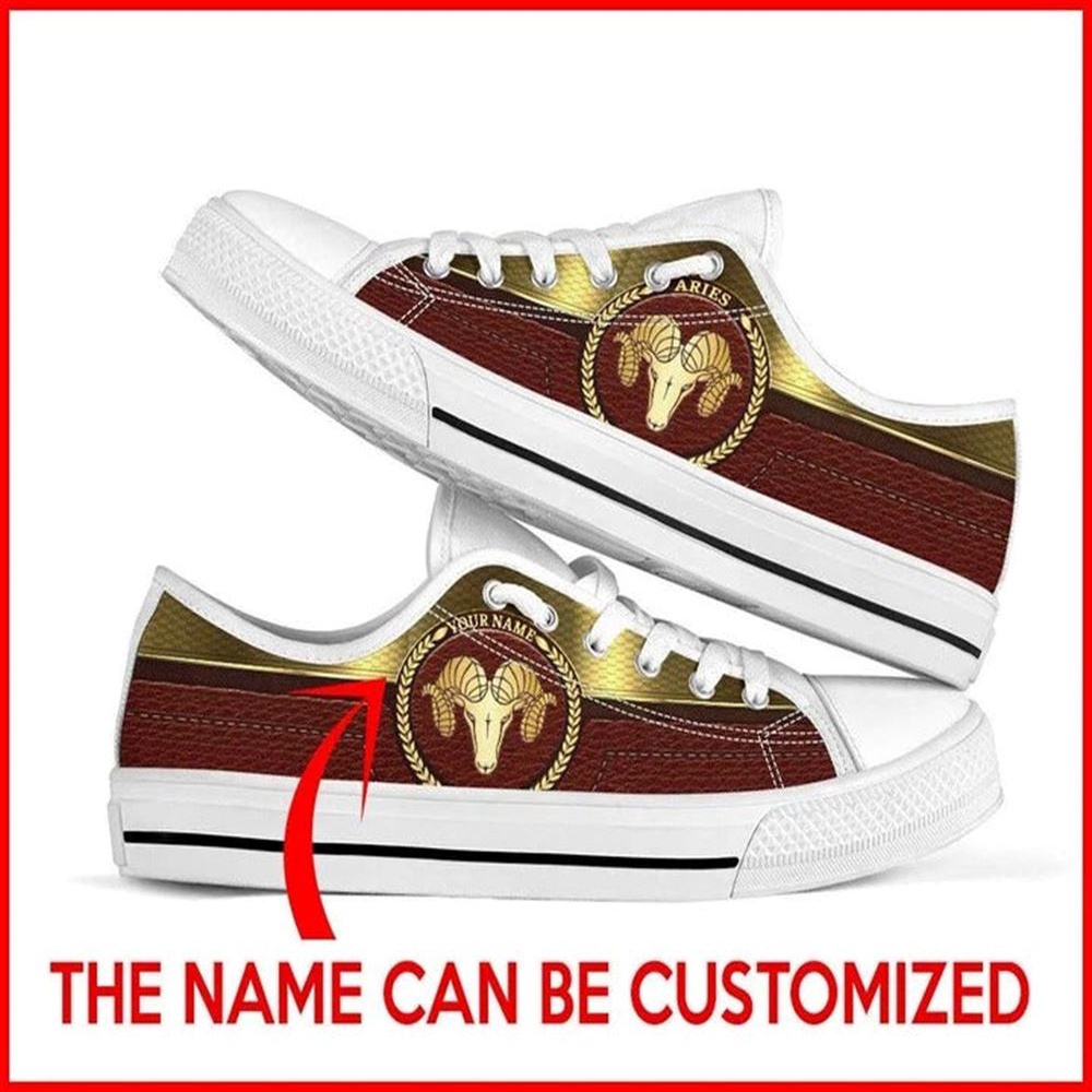 Aries Zodiac Sign Inscription Personalized Canvas Low Top Shoes, Low Top Designer Shoes, Low Top Sneakers