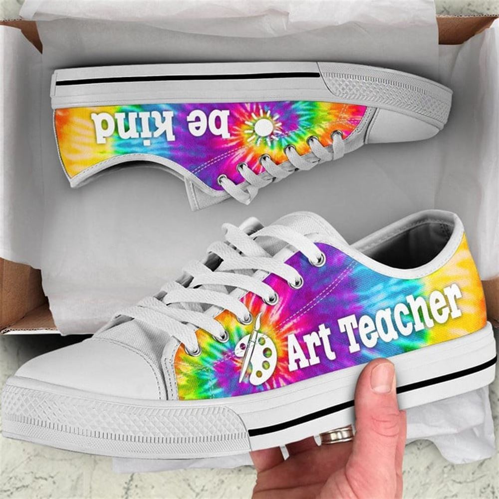 Art Teacher Bekind Tie Dye Canvas Low Top Shoes, Low Top Designer Shoes, Low Top Sneakers