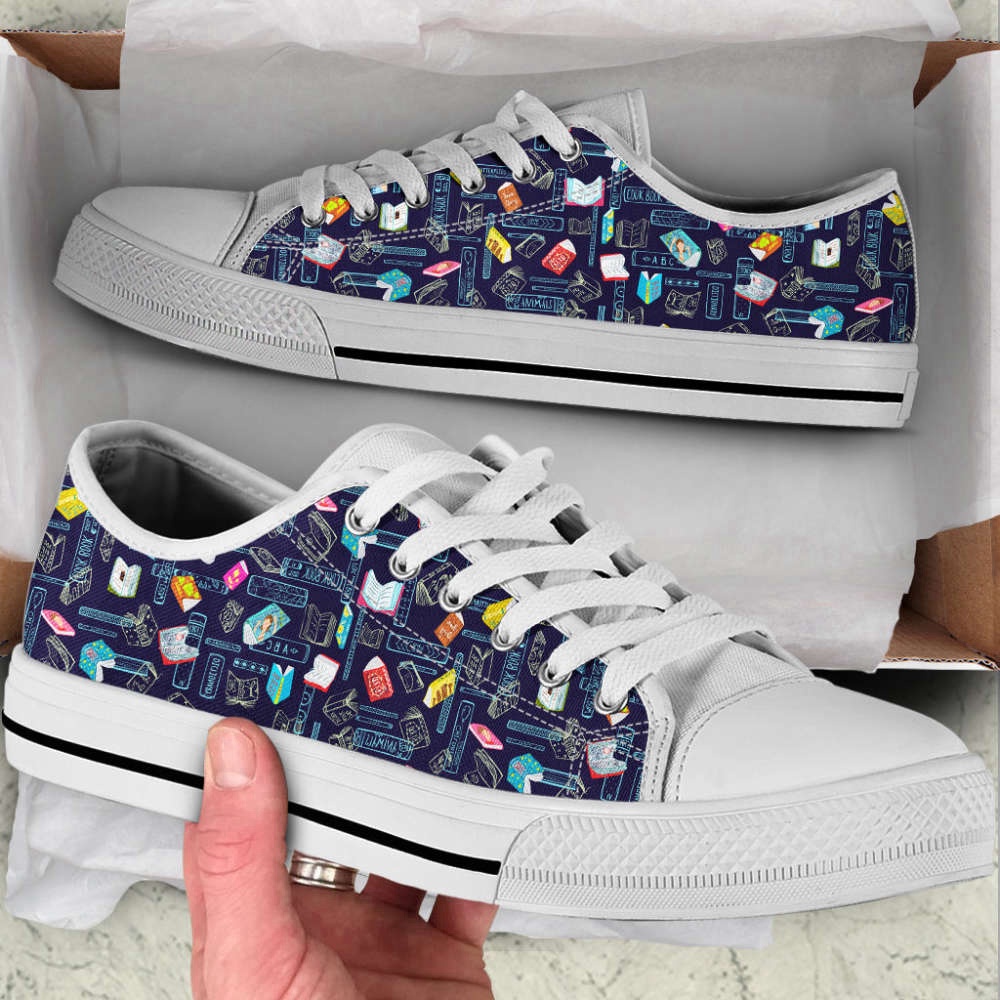 Artistic Books Pattern Low Top Shoes, Low Top Designer Shoes, Low Top Sneakers