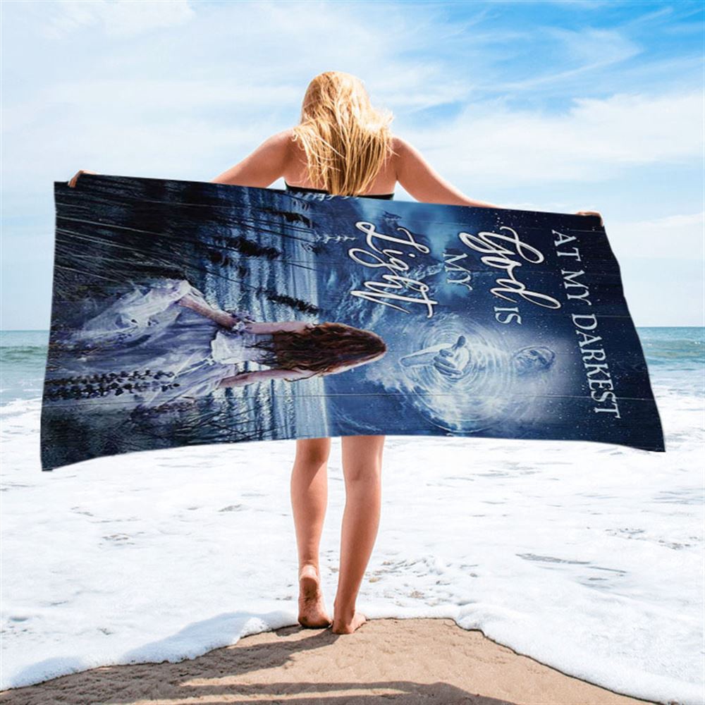 At My Darkest God Is My Light Beach Towel, Christian Inspirational Beach Towel, Christian Beach Towel, Summer Towels At My Darkest God Is My Light Beach Towel, Christian Inspirational Beach Towel, Christian Beach Towel, Summer Towels