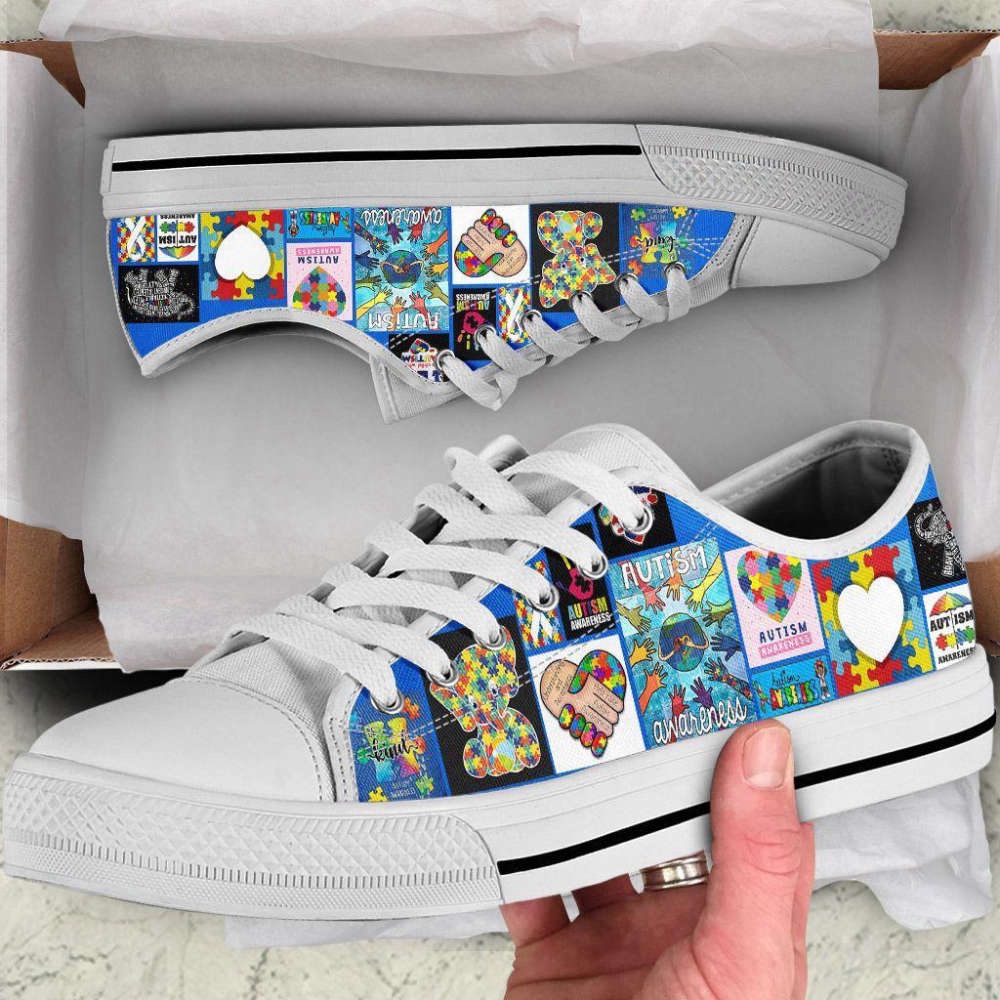 Autism Awareness Low Top Shoes, Low Top Designer Shoes, Low Top Sneakers