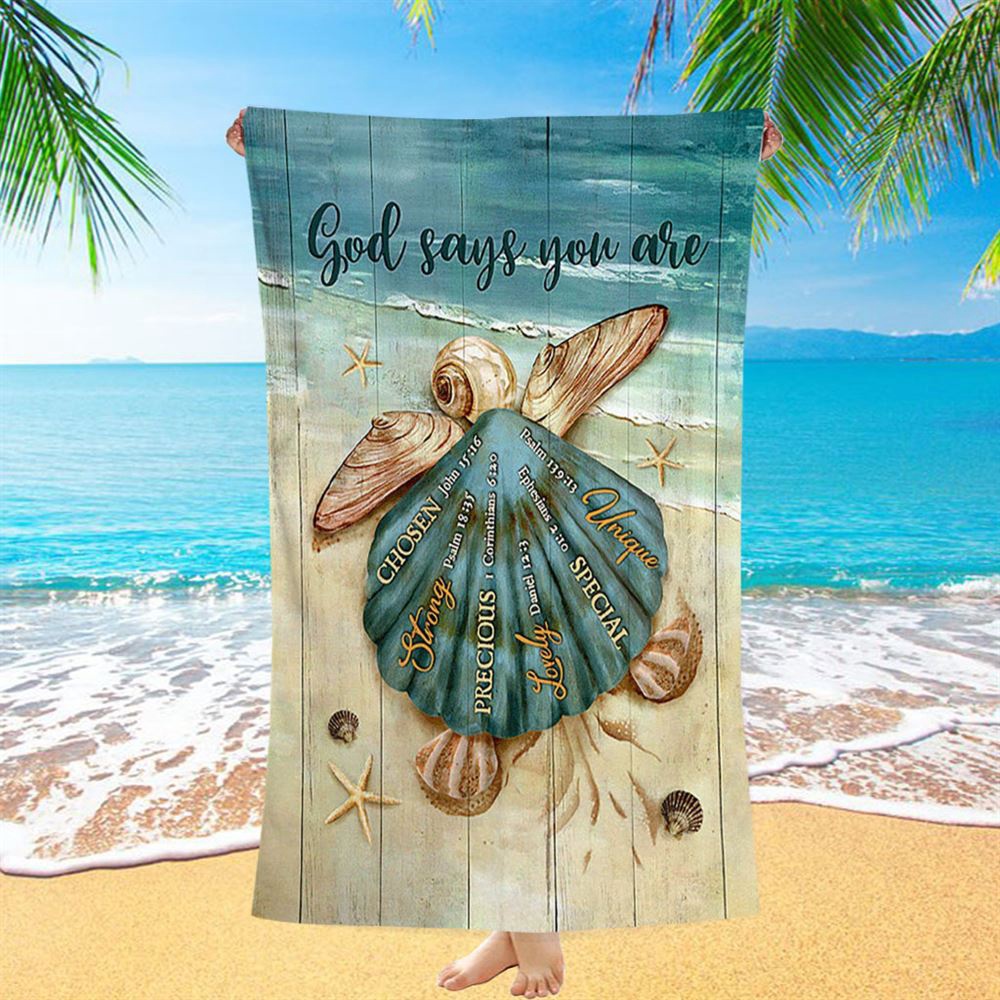 Baby Turtle God Says You Are Beach Towel, Christian Beach Towel, Summer Towels