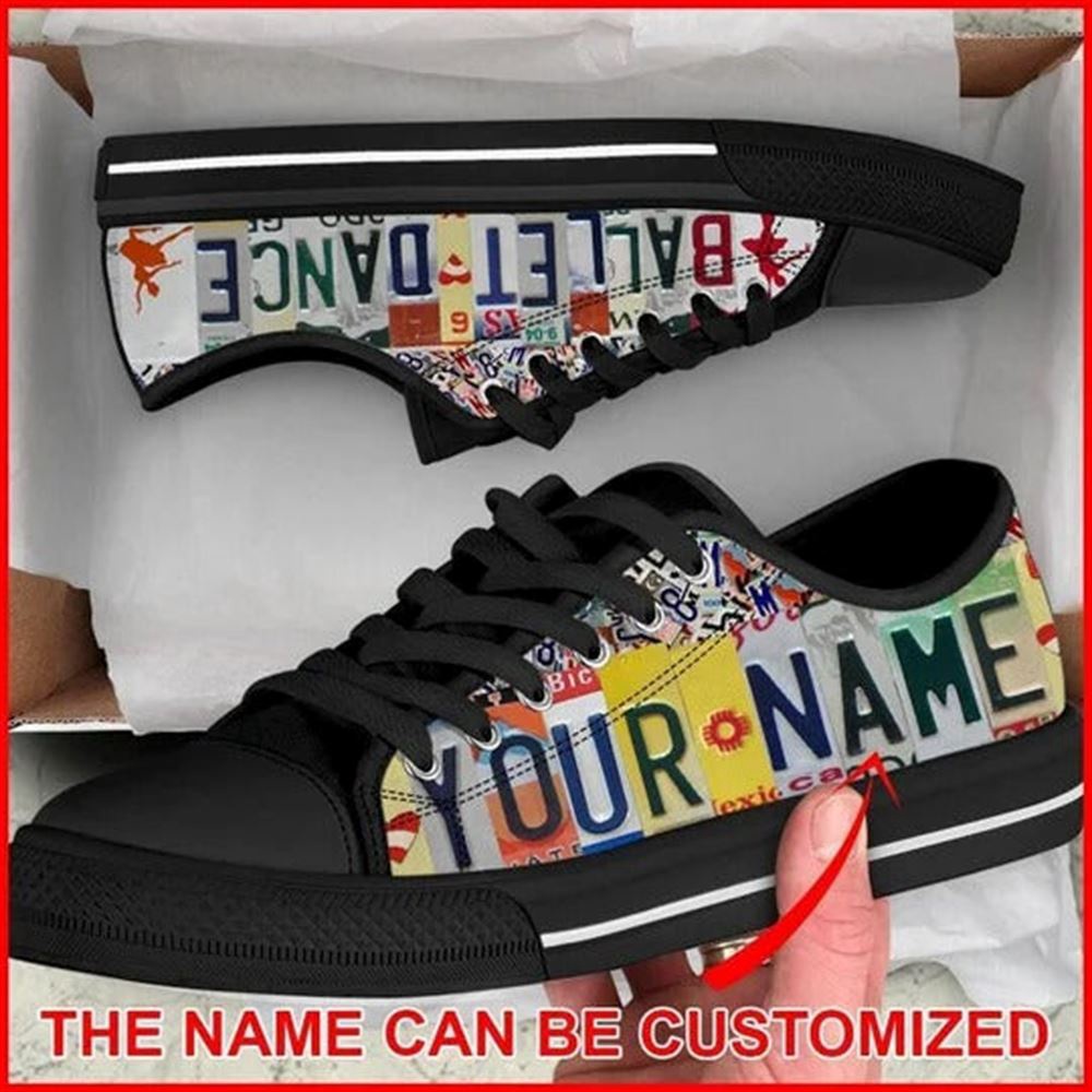 Ballroom Dance License Plates Personalized Canvas Low Top Shoes, Low Top Designer Shoes, Low Top Sneakers