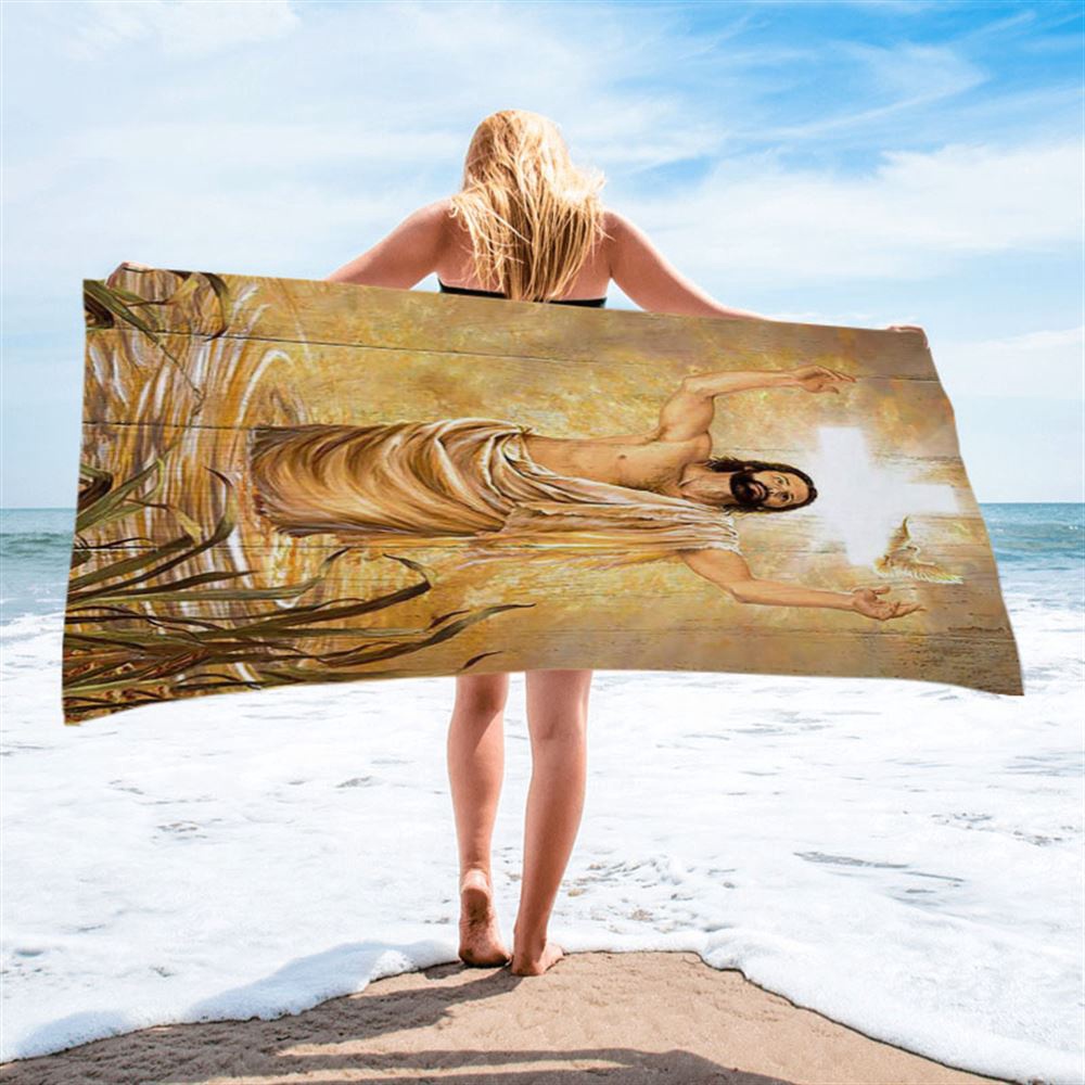 Baptism Of Jesus Dove Beach Towel, Christian Beach Towel, Summer Towels
