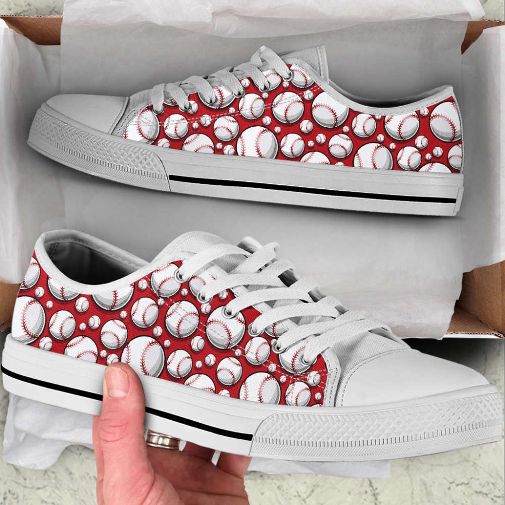 Baseball Ball Pattern Low Top Canvas Print Shoes, Low Top Sneakers, Sneakers Low Top
