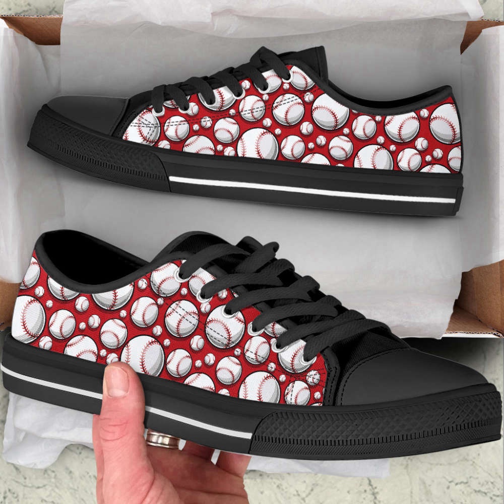 Baseball Ball Pattern Low Top Canvas Print Shoes, Low Top Sneakers, Sneakers Low Top