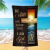 Be Still And Know That I Am God Cross Hummingbird Beach Towel, Christian Beach Towel, Summer Towels