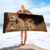 Be Still And Know That I Am God Wooden Cross Beach Towel, Christian Beach Towel, Summer Towels