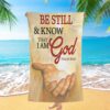 Be Still I Am God Hummingbird Orange Lily Beach Towel, Christian Beach Towel, Summer Towels