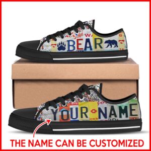 Bear License Plates Low Top Shoes Canvas&hellip;