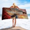 Beautiful Woman And Jesus Flying Dove Heaven Door Beach Towel, Christian Beach Towel, Summer Towels