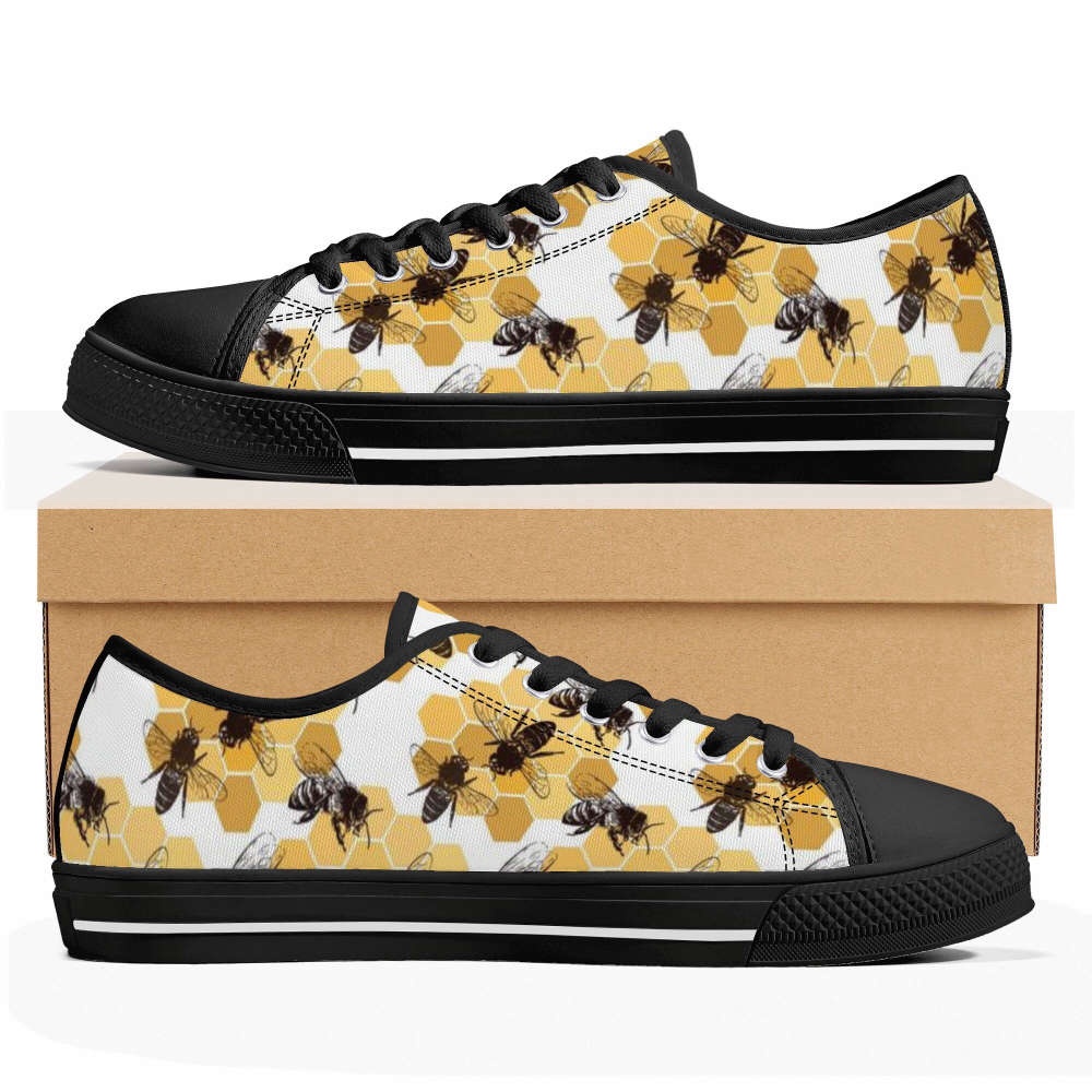Bee Print Canvas Sneakers, Bee Shoes, Low Top Shoes For Bee Lover Gift, Low Tops, Low Top Sneakers Bee Print Canvas Sneakers, Bee Shoes, Low Top Shoes For Bee Lover Gift, Low Tops, Low Top Sneakers