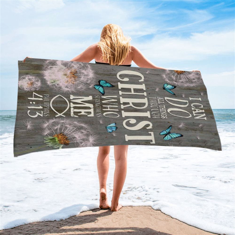 Bible Verse I Can Do All Things Through Christ Dandelion Beach Towel, Christian Beach Towel, Summer Towels Bible Verse I Can Do All Things Through Christ Dandelion Beach Towel, Christian Beach Towel, Summer Towels