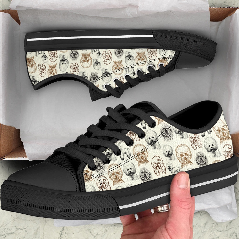Bichon Frise´ Low Top Shoes, Sneaker For Dog Walking, Designer Low Top Shoes, Low Top Sneakers