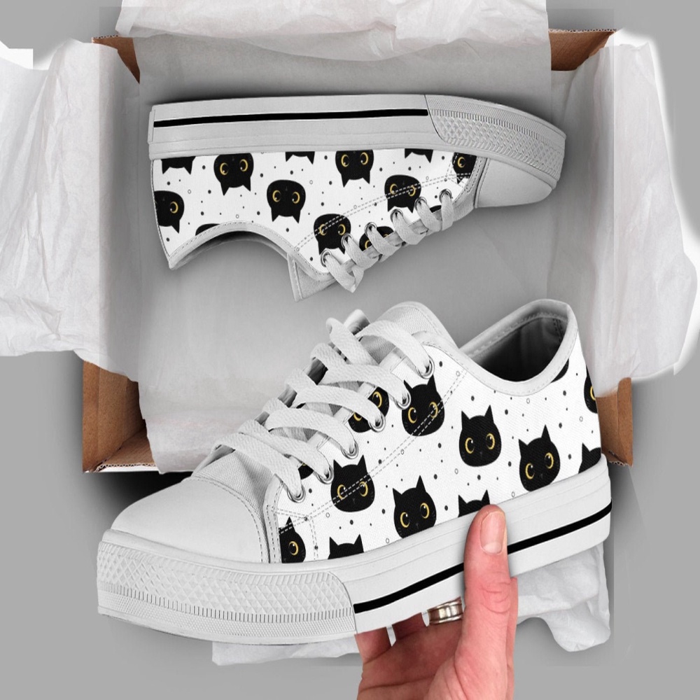 Black Cats Shoes, Cat Sneakers, Low Top Shoes For Cat Owner Gifts, Low Top Sneakers, Low Top Designer Shoes
