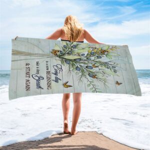 Blue Cranberry Butterfly Every Day Is A New Beginning Beach Towel Christian Beach Towel Summer Towels 2 udwst4.jpg