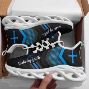 Blue Jesus Walk By Faith Running Sneakers&hellip;