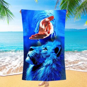 Blue Lion & Jesus Beach Towel, Christian&hellip;