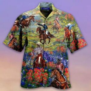 Bluebonnet And Texas Cowboy Hawaiian Shirt, Texas&hellip;