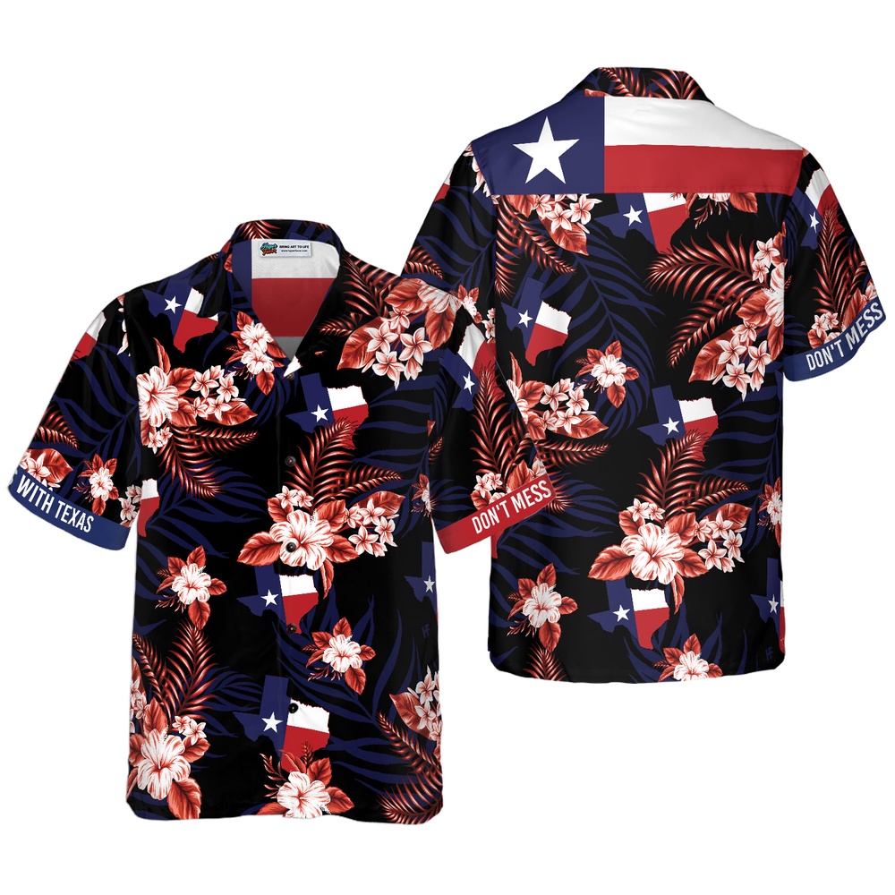 Bluebonnet Don’t Mess with Texas Hawaiian Shirt, Texas Hawaii Shirt, Texas Shirt