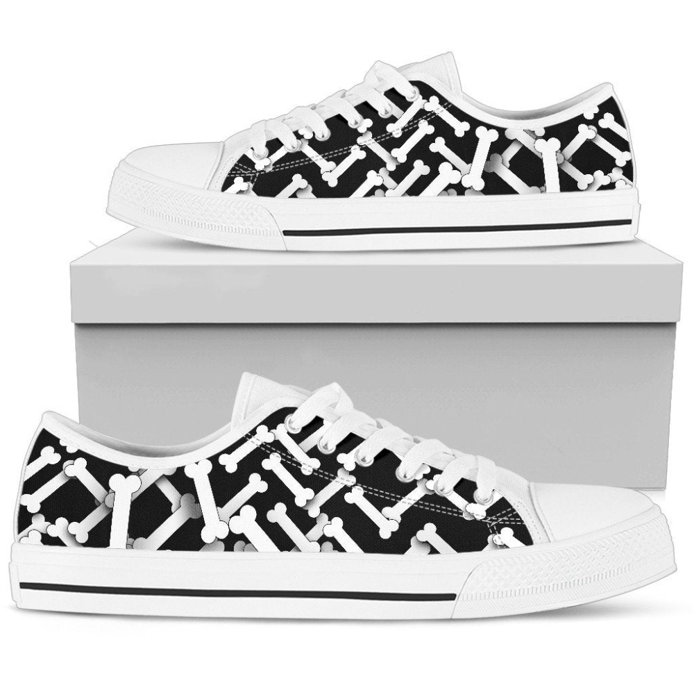 Bones Pattern Low Top Shoes Stylish Footwear, Low Top Designer Shoes, Low Top Sneakers