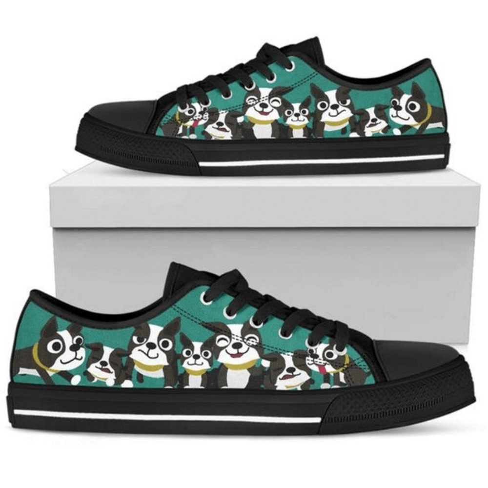 Boston Cat Terrier Low Top Shoes, Designer Low Top Shoes, Low Top Sneakers