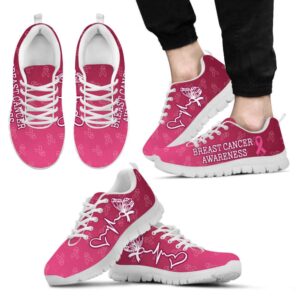 Breast Cancer Awareness Shoes Heartbeat Ribbon Pattern&hellip;