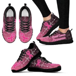 Breast Cancer Awareness Shoes Heartbeat Sneaker Walking&hellip;