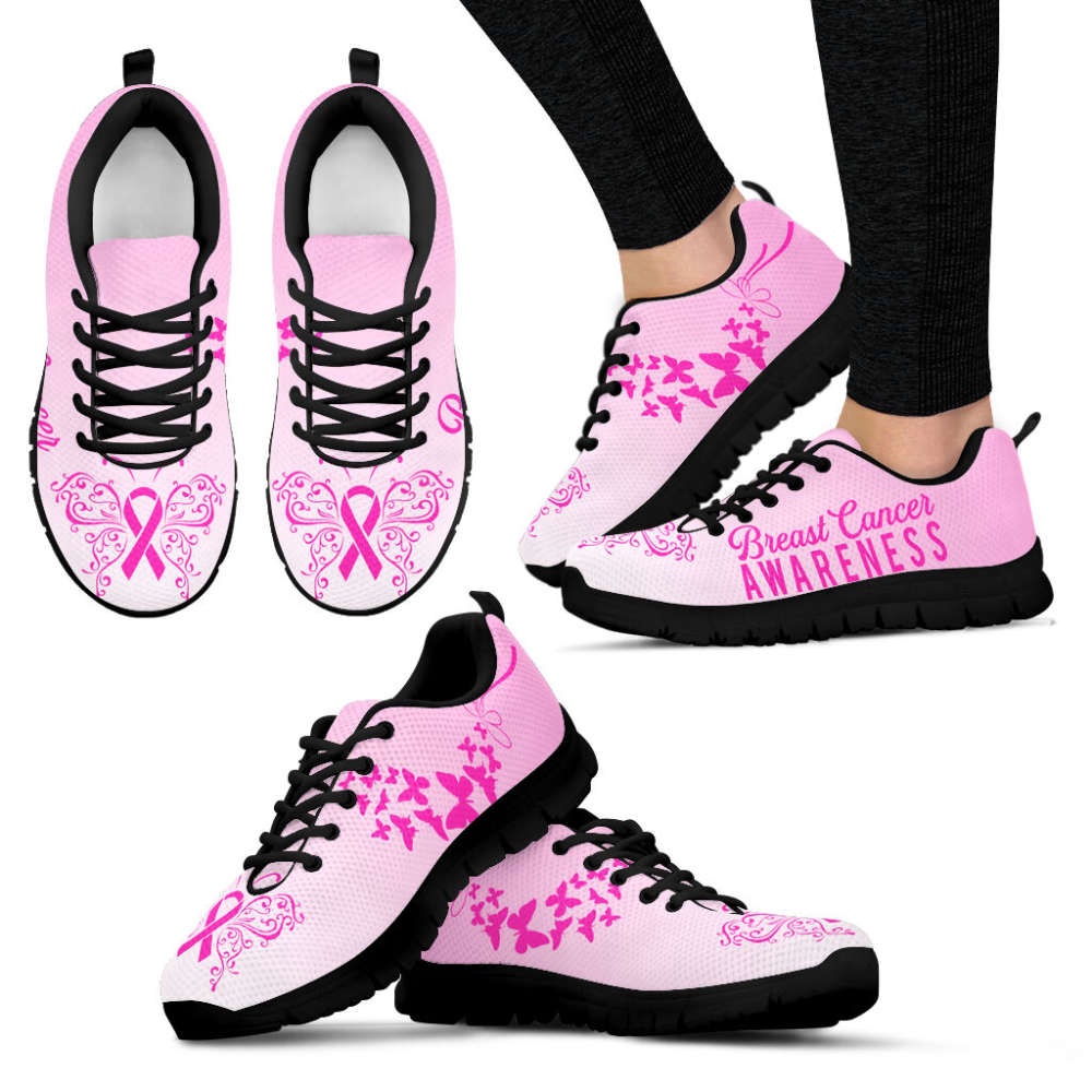 Breast Cancer Shoes Butterfly Sneaker Walking Shoes, Designer Sneakers, Best Running Shoes
