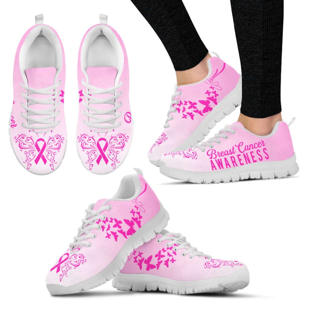 Breast Cancer Shoes Butterfly Sneaker Walking Shoes, Designer Sneakers, Best Running Shoes