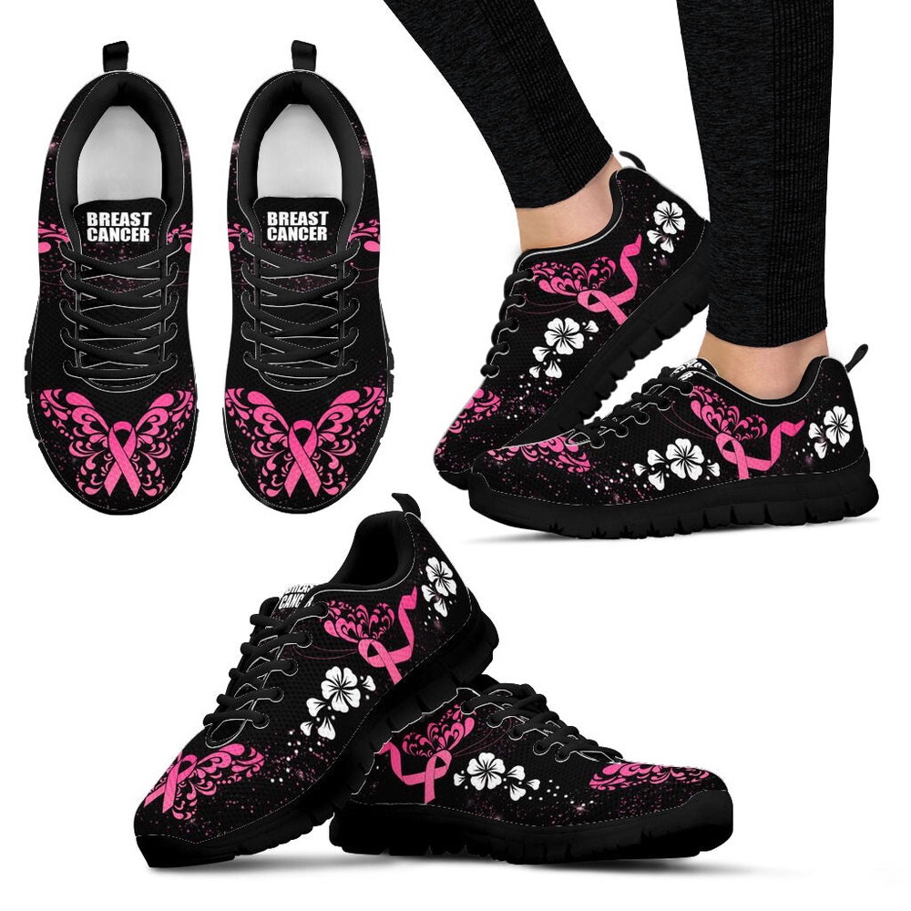Breast Cancer Shoes Flower Black Sneaker Walking Shoes, Designer Sneakers, Best Running Shoes Breast Cancer Shoes Flower Black Sneaker Walking Shoes, Designer Sneakers, Best Running Shoes