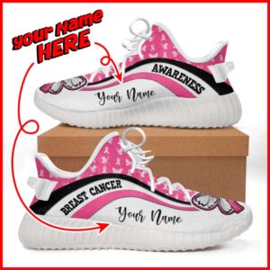 Breast Cancer Shoes Symbol Stripes Pattern Coconut&hellip;