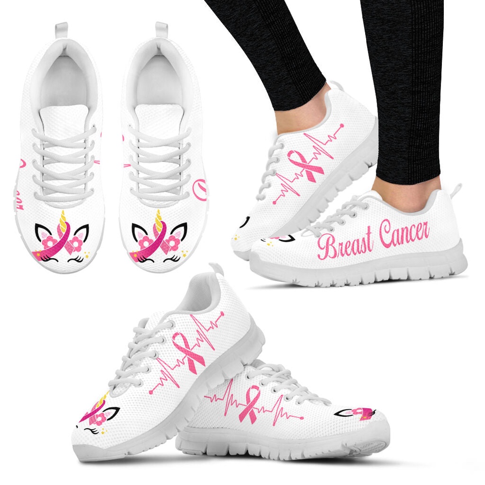 Breast Cancer Shoes Unicorn White Sneaker Walking Shoes Malalan, Designer Sneakers, Best Running Shoes