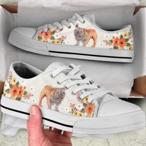 Bulldog Embroidery Floral Low Top Shoes Canvas&hellip;