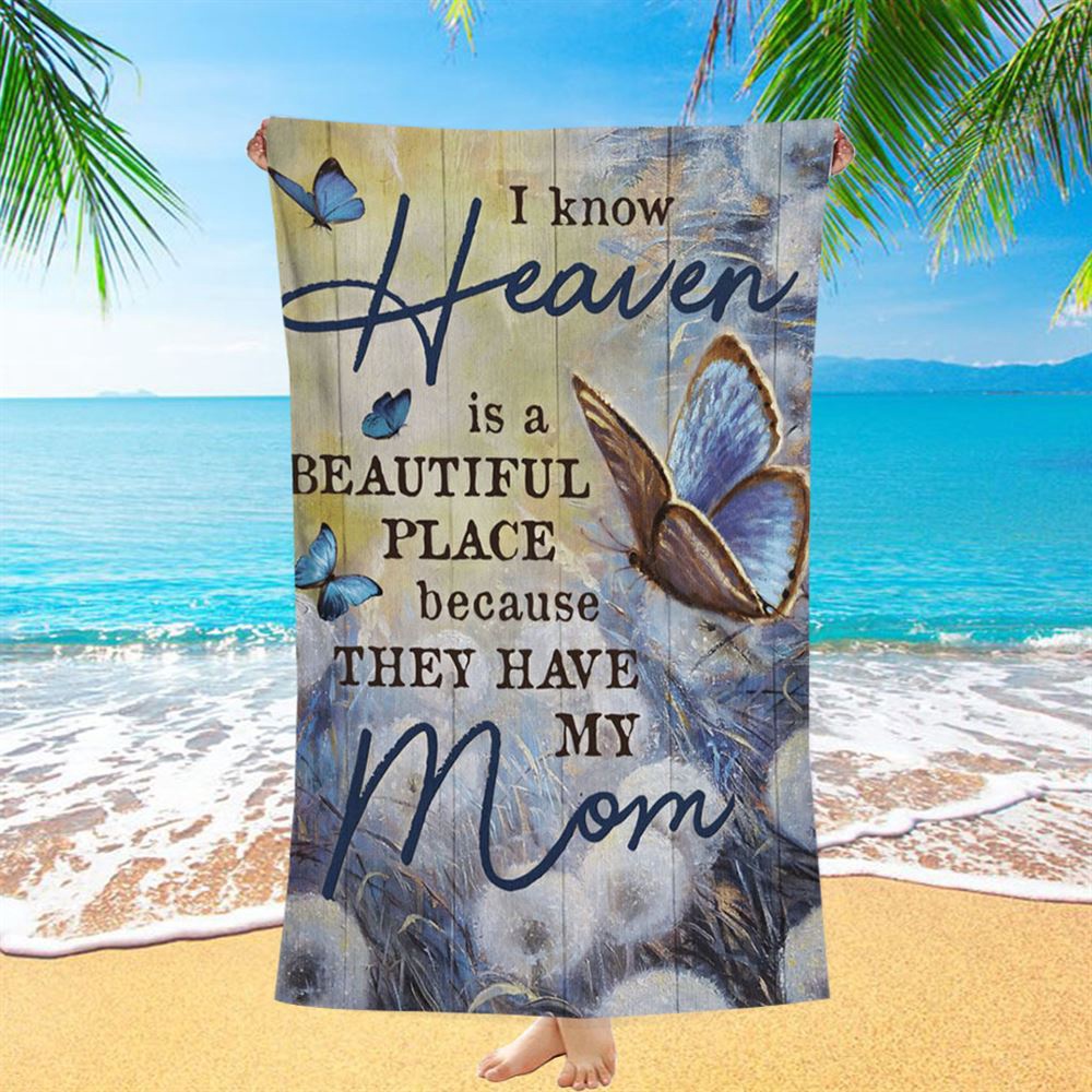 Butterfly Dandelion Field I Know Heaven Is A Beautiful Place Beach Towel, Christian Beach Towel, Summer Towels Butterfly Dandelion Field I Know Heaven Is A Beautiful Place Beach Towel, Christian Beach Towel, Summer Towels
