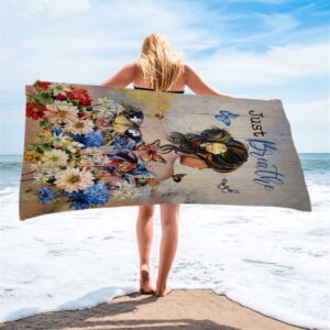 Butterfly Flowers Garden Just Breathe Beach Towel,&hellip;