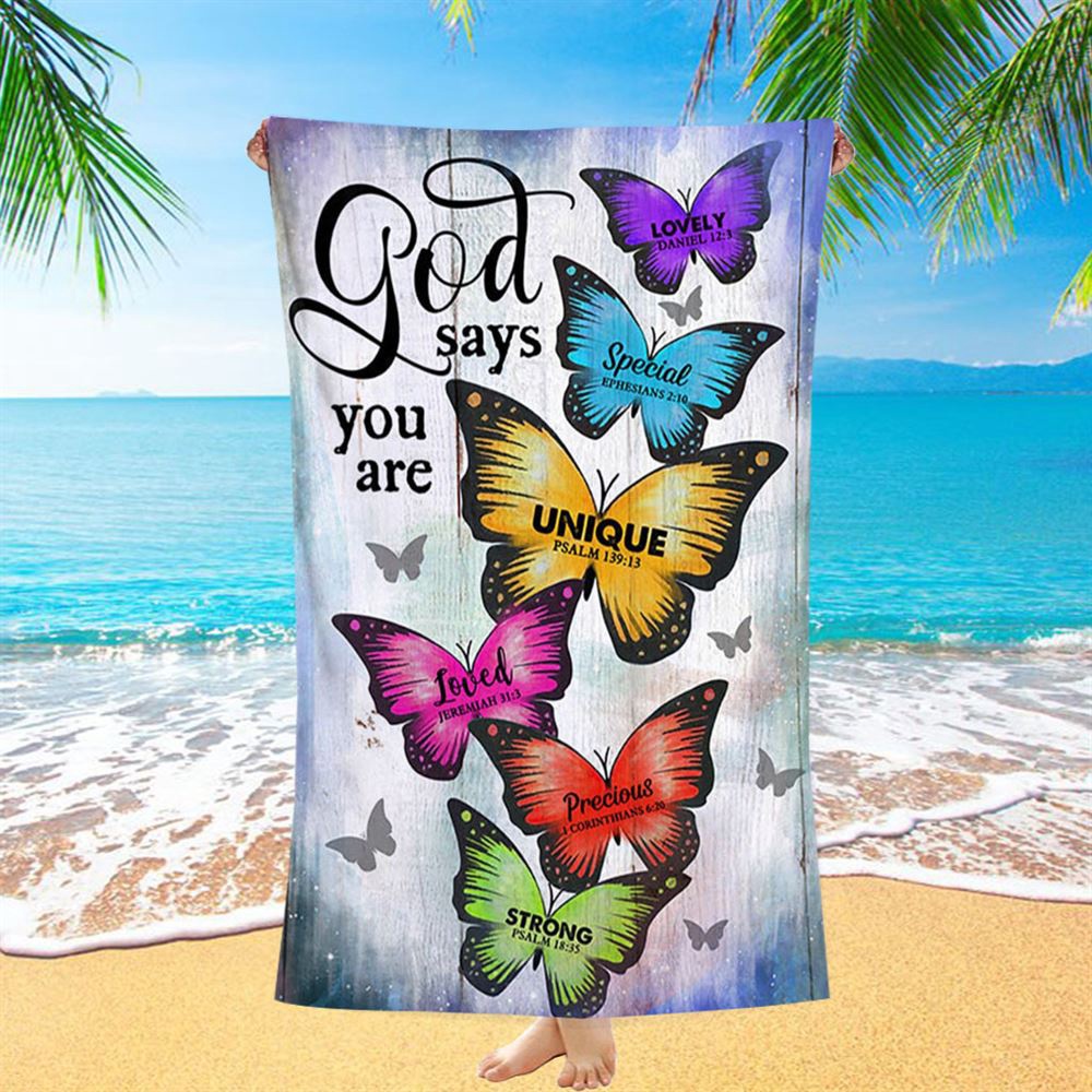 Butterfly God Says You Are Beach Towel, Christian Beach Towel, Summer Towels Butterfly God Says You Are Beach Towel, Christian Beach Towel, Summer Towels
