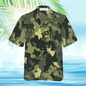 Camouflage Deer Texas Gun Hunting Hawaiian Shirt,&hellip;