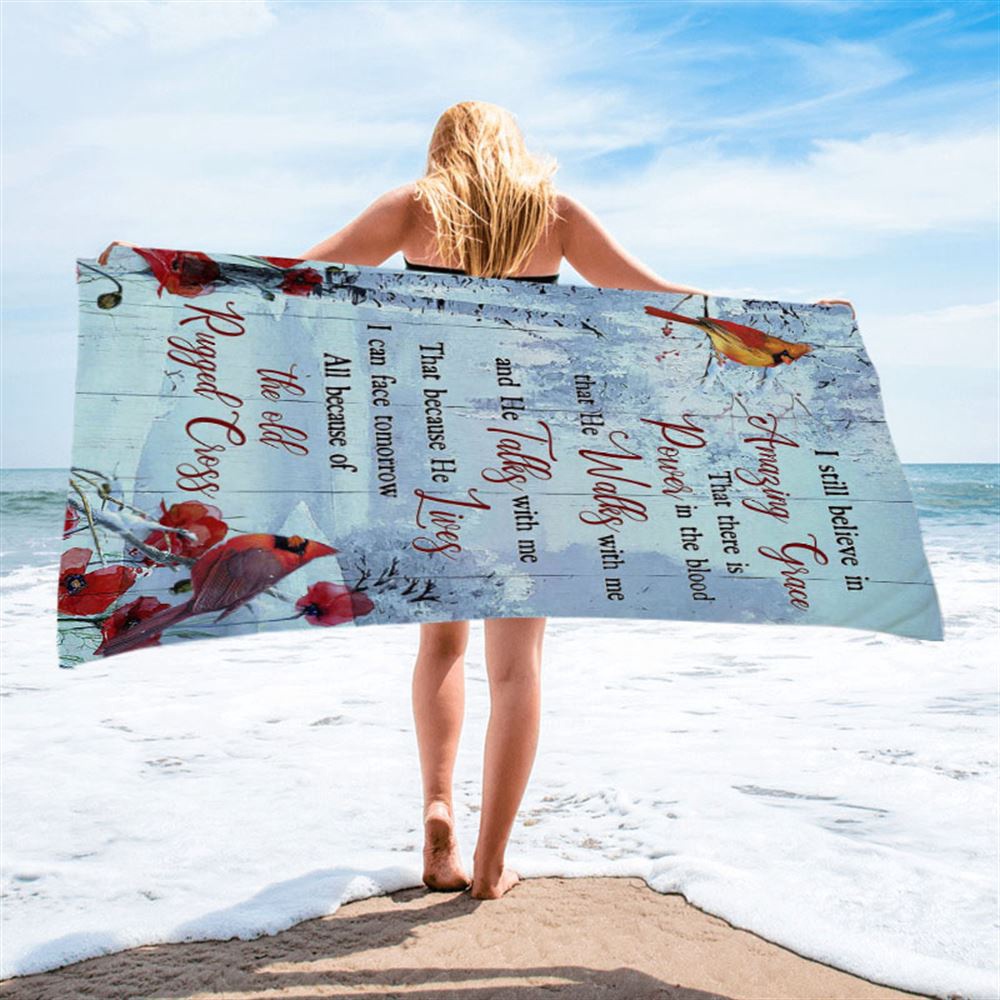 Cardinal I Still Believe In Amazing Grace Beach Towel, Christian Beach Towel, Summer Towels