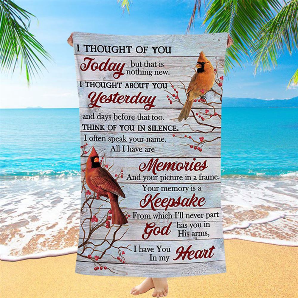 Cardinal Red Cranberry I Thought Of You Today Beach Towel, Christian Beach Towel, Summer Towels Cardinal Red Cranberry I Thought Of You Today Beach Towel, Christian Beach Towel, Summer Towels