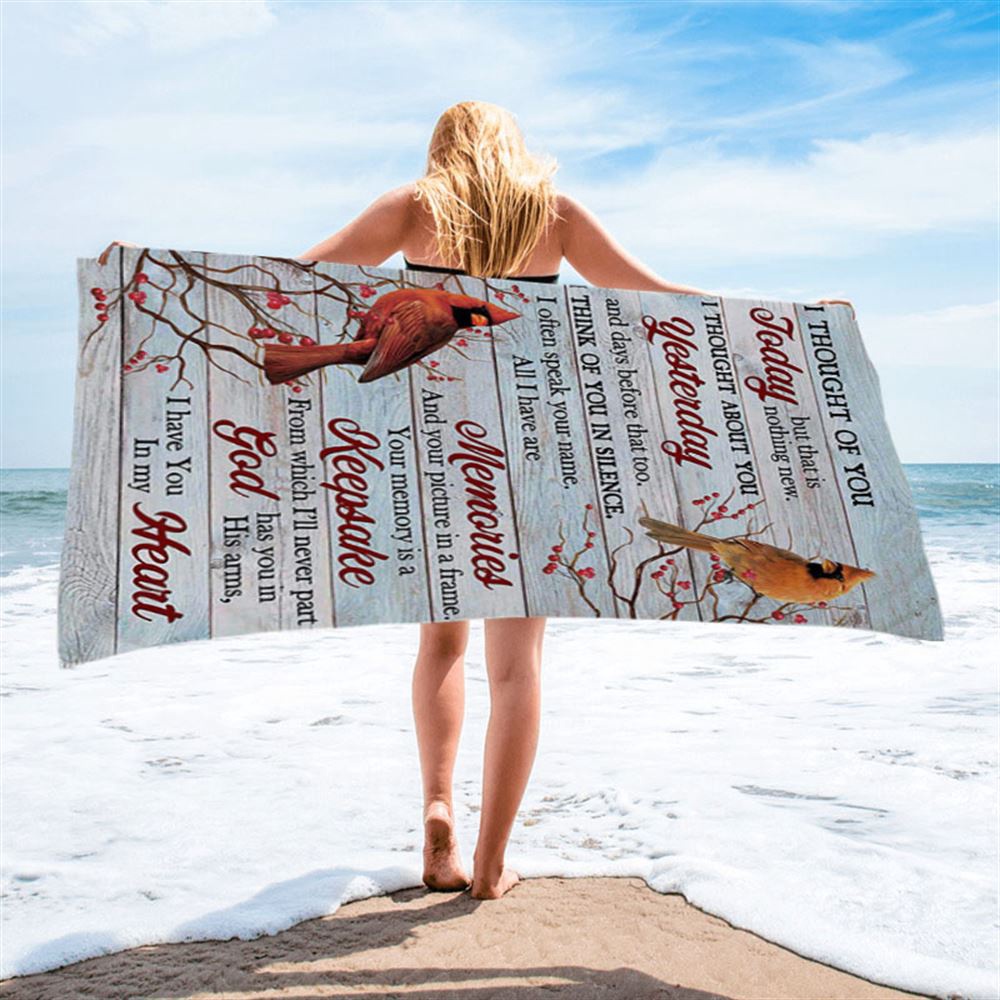 Cardinal Red Cranberry I Thought Of You Today Beach Towel, Christian Beach Towel, Summer Towels Cardinal Red Cranberry I Thought Of You Today Beach Towel, Christian Beach Towel, Summer Towels