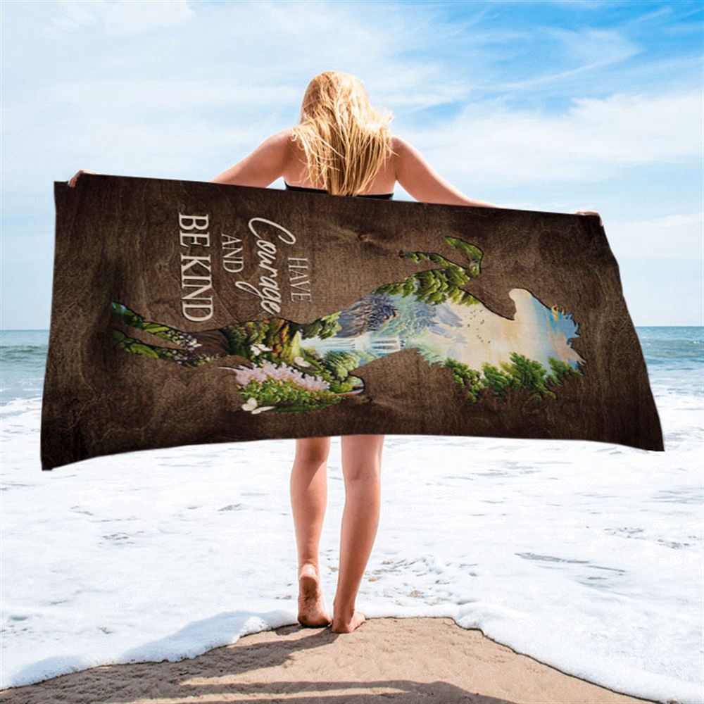 Cave Green Forest, Have Courage And Be Kind Beach Towel, Christian Beach Towel, Summer Towels