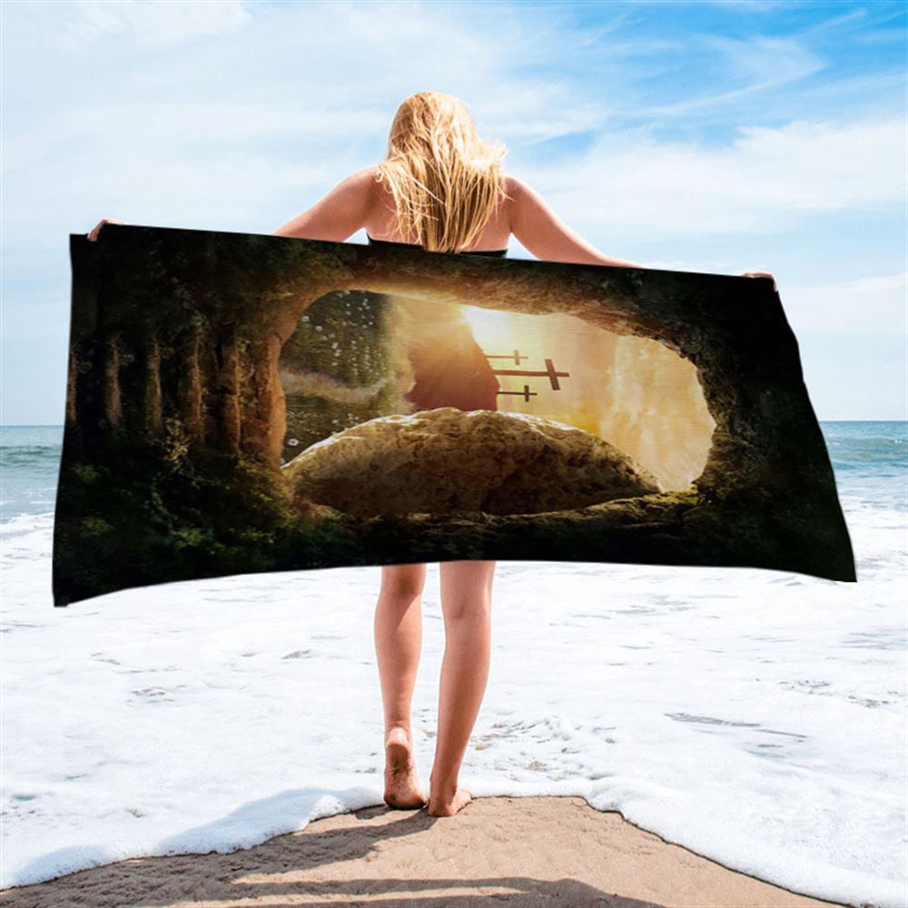 Cave Sunrise Three Crosses The Path To Paradise Beach Towel, Christian Beach Towel, Summer Towels Cave Sunrise Three Crosses The Path To Paradise Beach Towel, Christian Beach Towel, Summer Towels