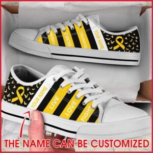 Childhood Cancer Shoes Plaid Low Top, Low&hellip;