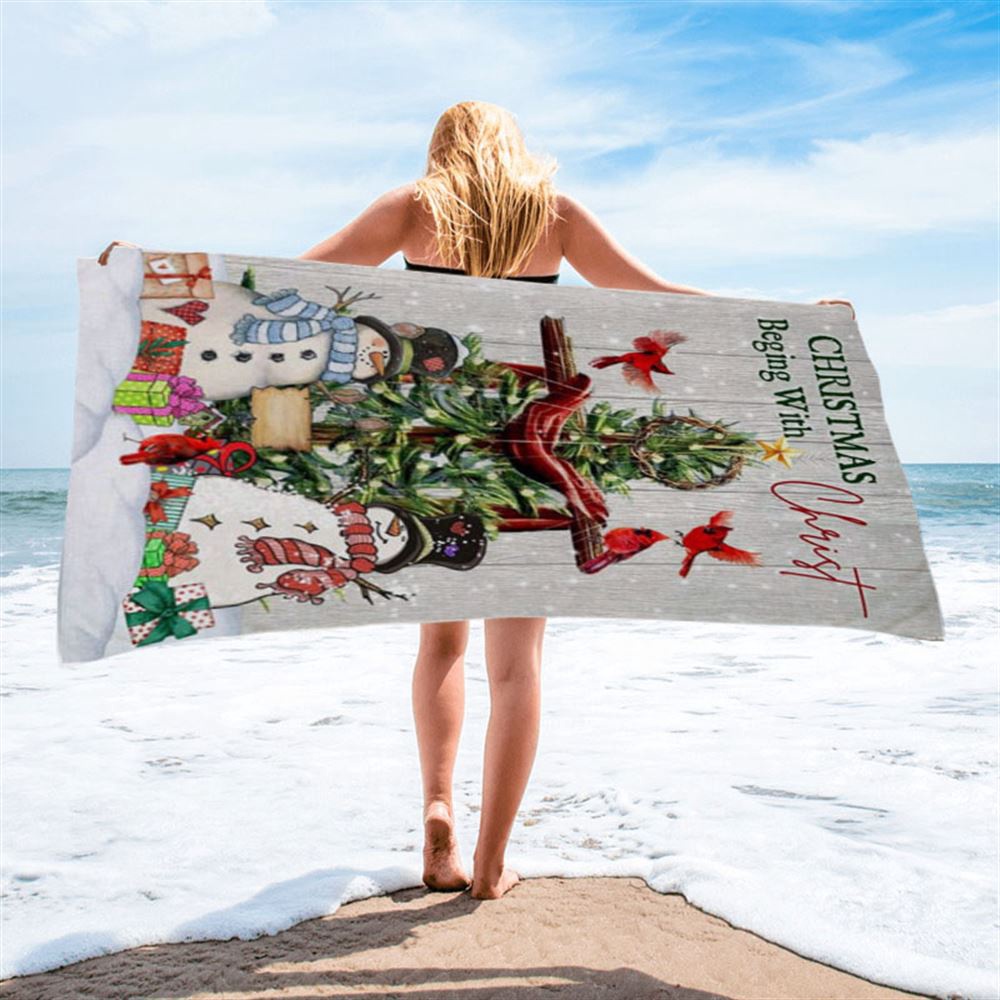 Christian Christmas Christmas Begins With Christ Beach Towel, Christian Beach Towel, Summer Towels