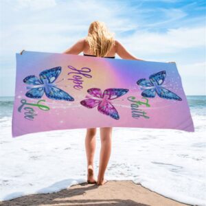 Christian Faith Hope Love Butterfly Art Beach Towel Christian Beach Towel Summer Towels 2 veexi2.jpg