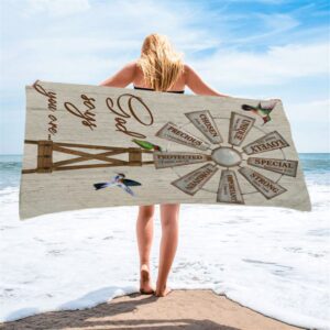Christian Farmhouse Windmill God Says You Are Beach Towel Christian Beach Towel Summer Towels 2 petuub.jpg